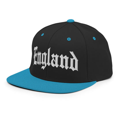 England Old English OG Snapback Hat Black Teal