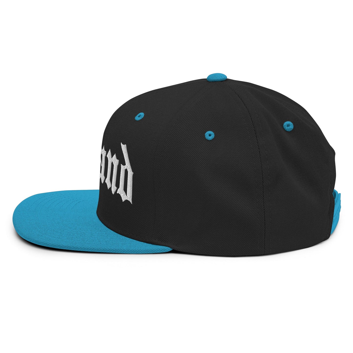 England Old English OG Snapback Hat Black Teal