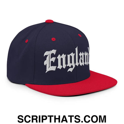 England Old English OG Snapback Hat Navy Red