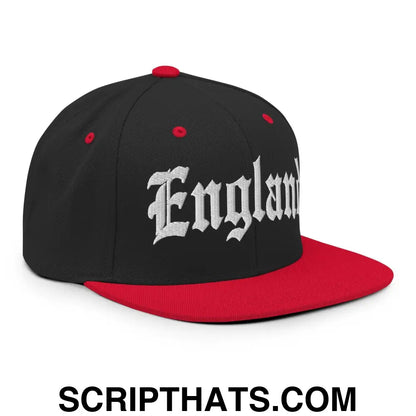 England Old English OG Snapback Hat Black Red