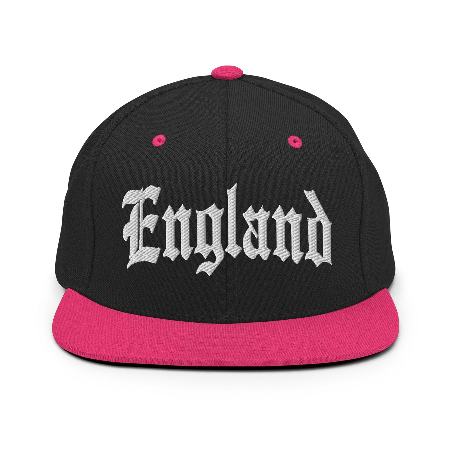 England Old English OG Snapback Hat Black Neon Pink