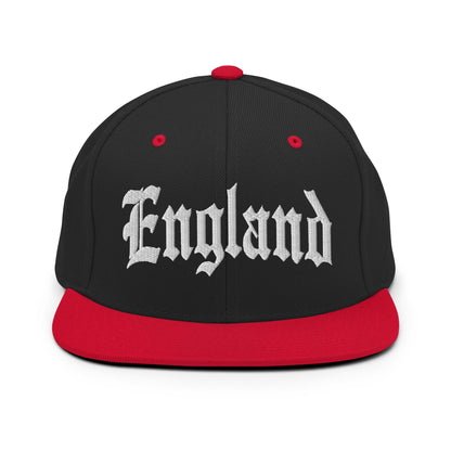 England Old English OG Snapback Hat Black Red