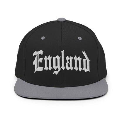 England Old English OG Snapback Hat Black Silver