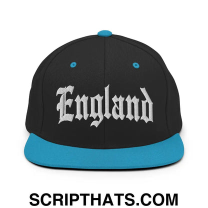 England Old English OG Snapback Hat Black Teal