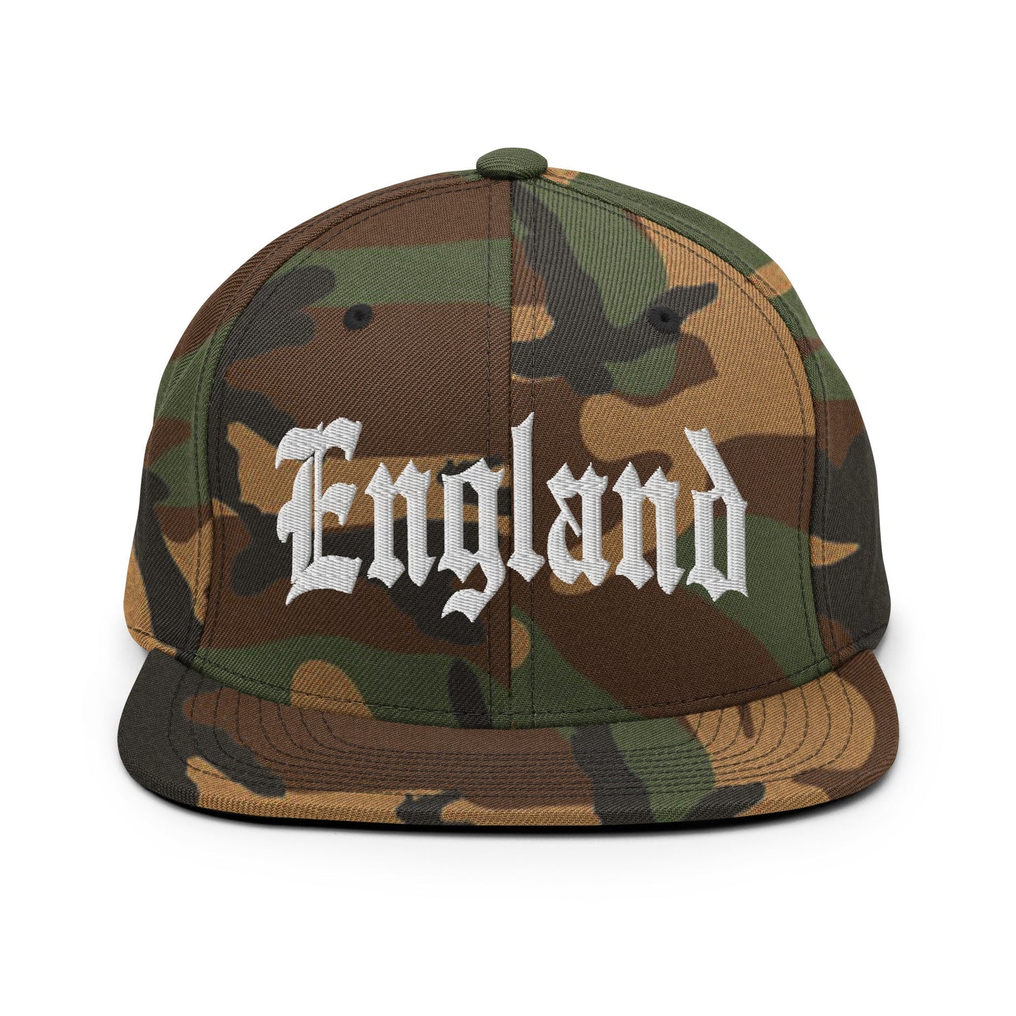 England Old English OG Snapback Hat Green Camo