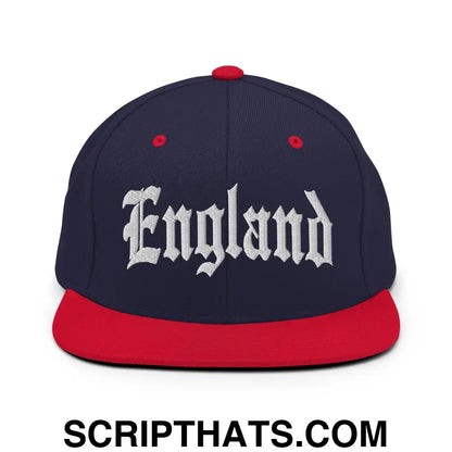 England Old English OG Snapback Hat Navy Red