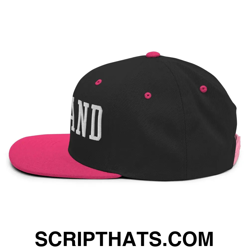 England Varsity Letterman Block Snapback Hat Black Neon Pink