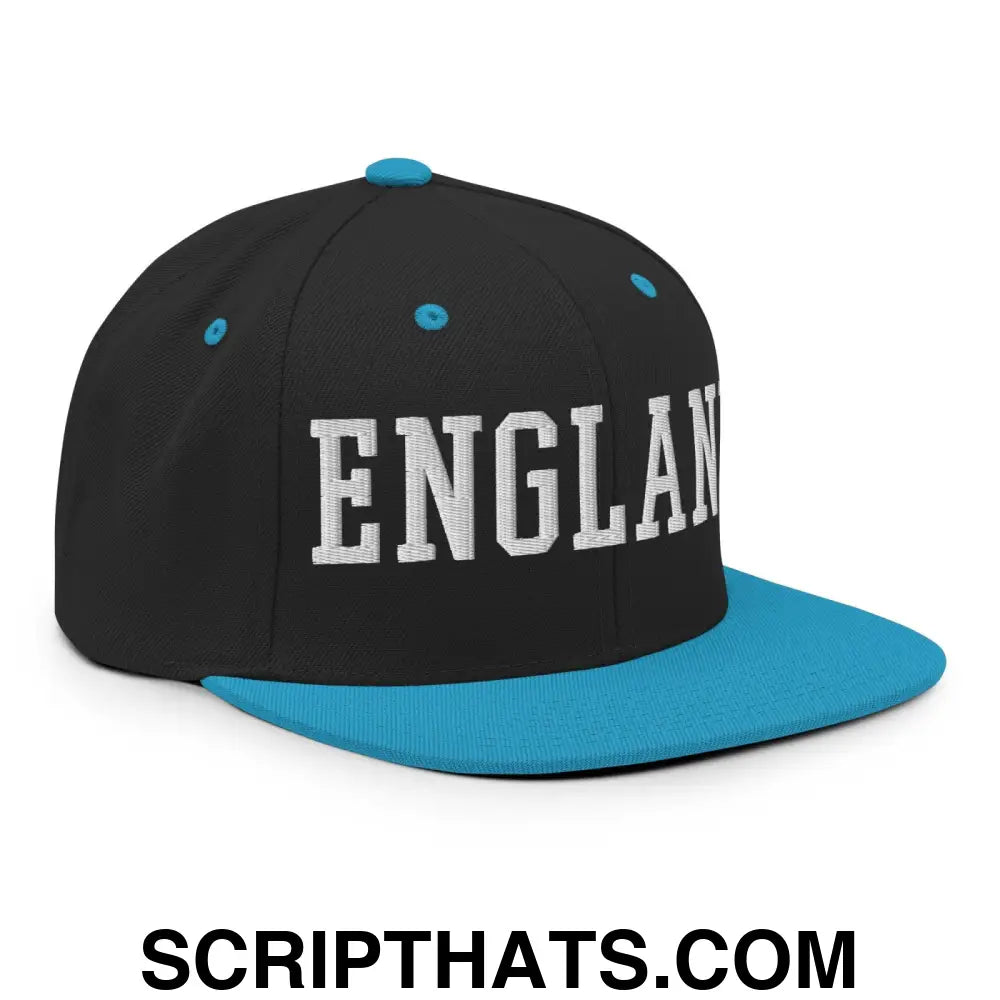 England Varsity Letterman Block Snapback Hat Black Teal