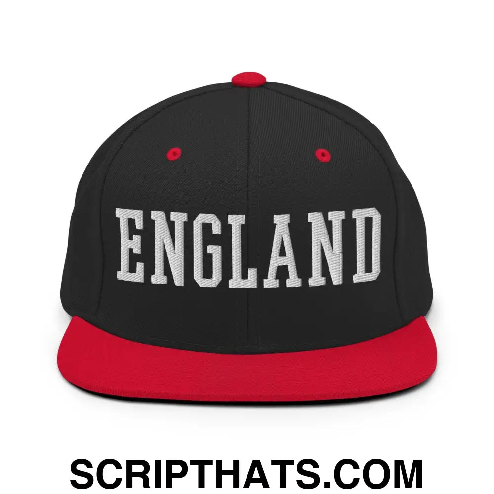 England Varsity Letterman Block Snapback Hat Black Red