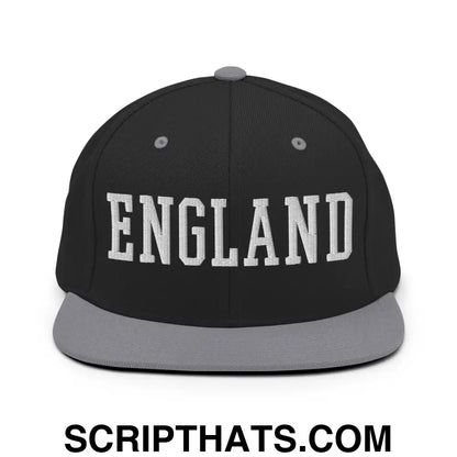 England Varsity Letterman Block Snapback Hat Black Silver