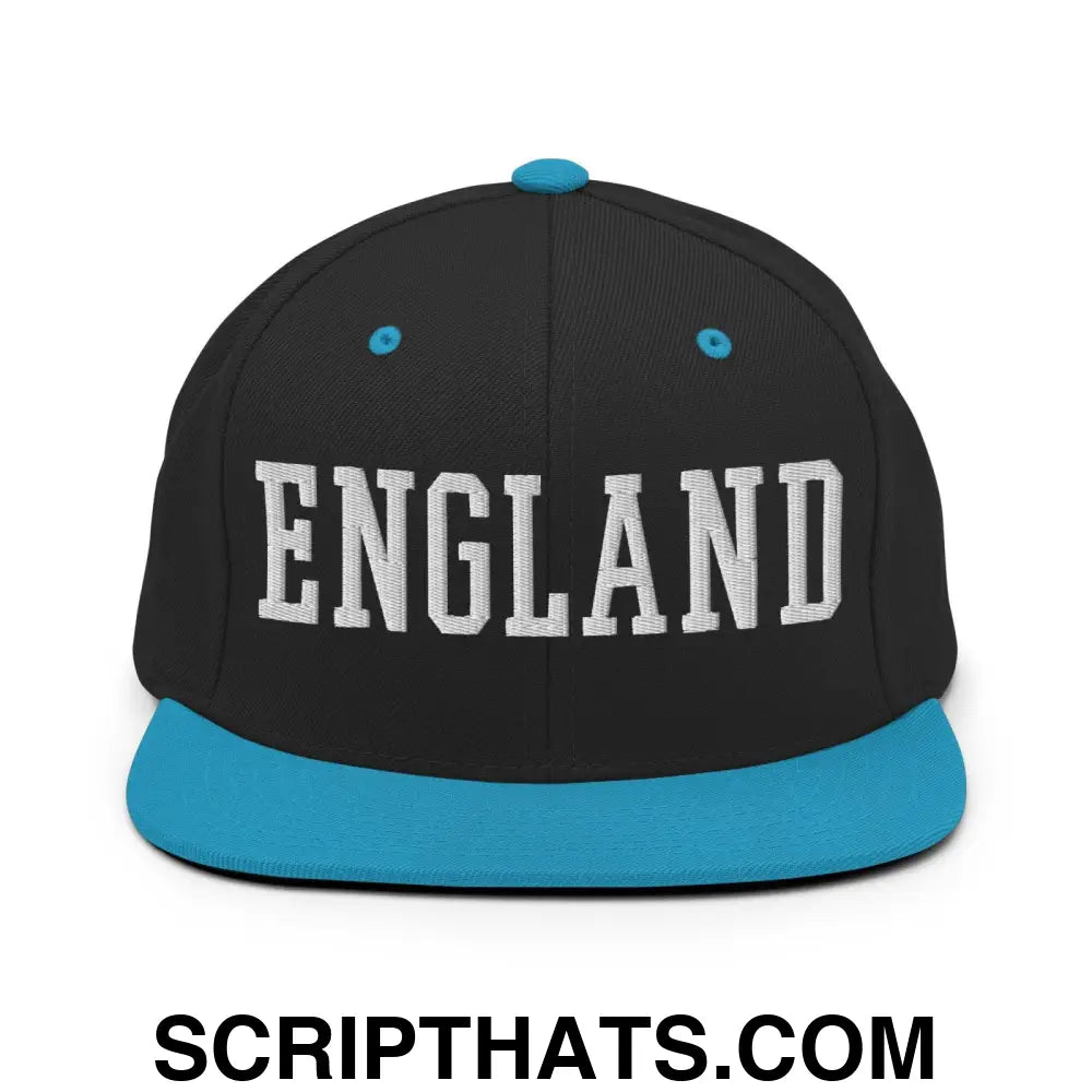 England Varsity Letterman Block Snapback Hat Black Teal