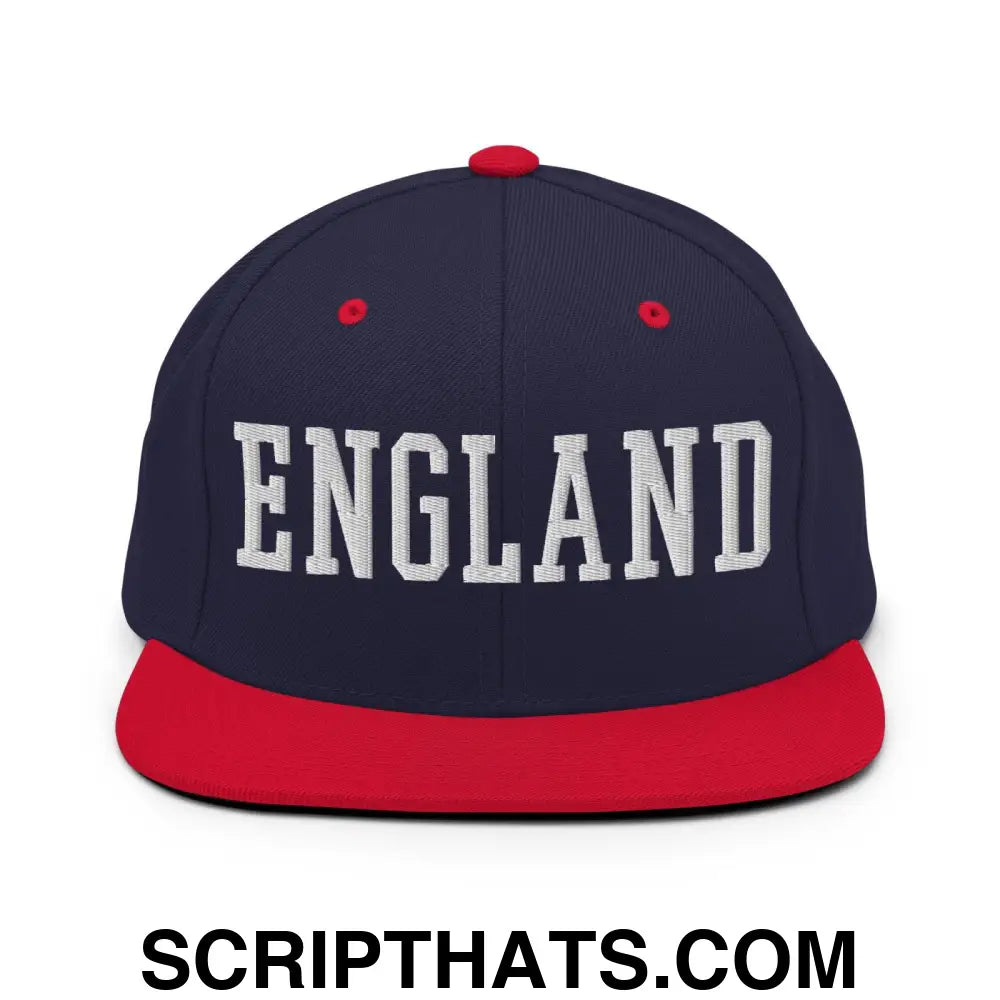 England Varsity Letterman Block Snapback Hat Navy Red