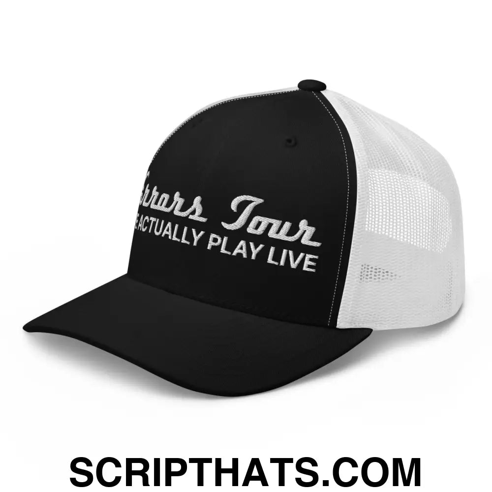 Errors Tour We Actually Play Live Retro Trucker Hat Black White