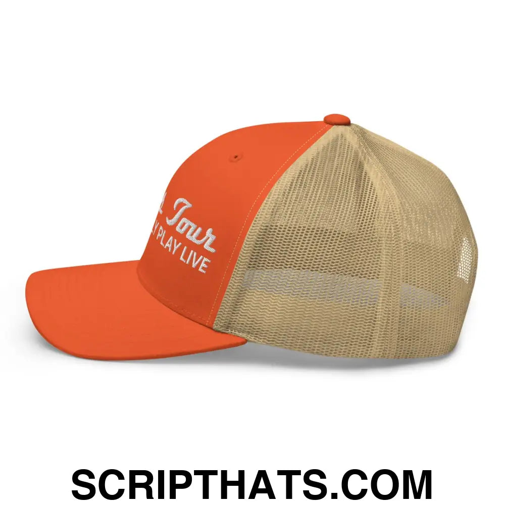 Errors Tour We Actually Play Live Retro Trucker Hat Rustic Orange Khaki