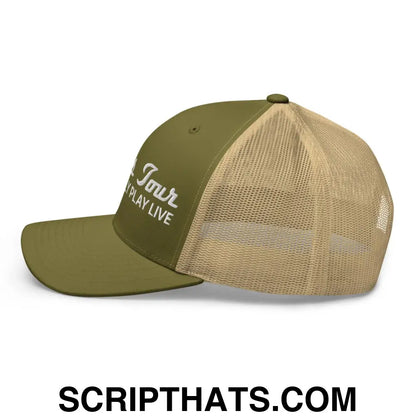 Errors Tour We Actually Play Live Retro Trucker Hat Moss Khaki