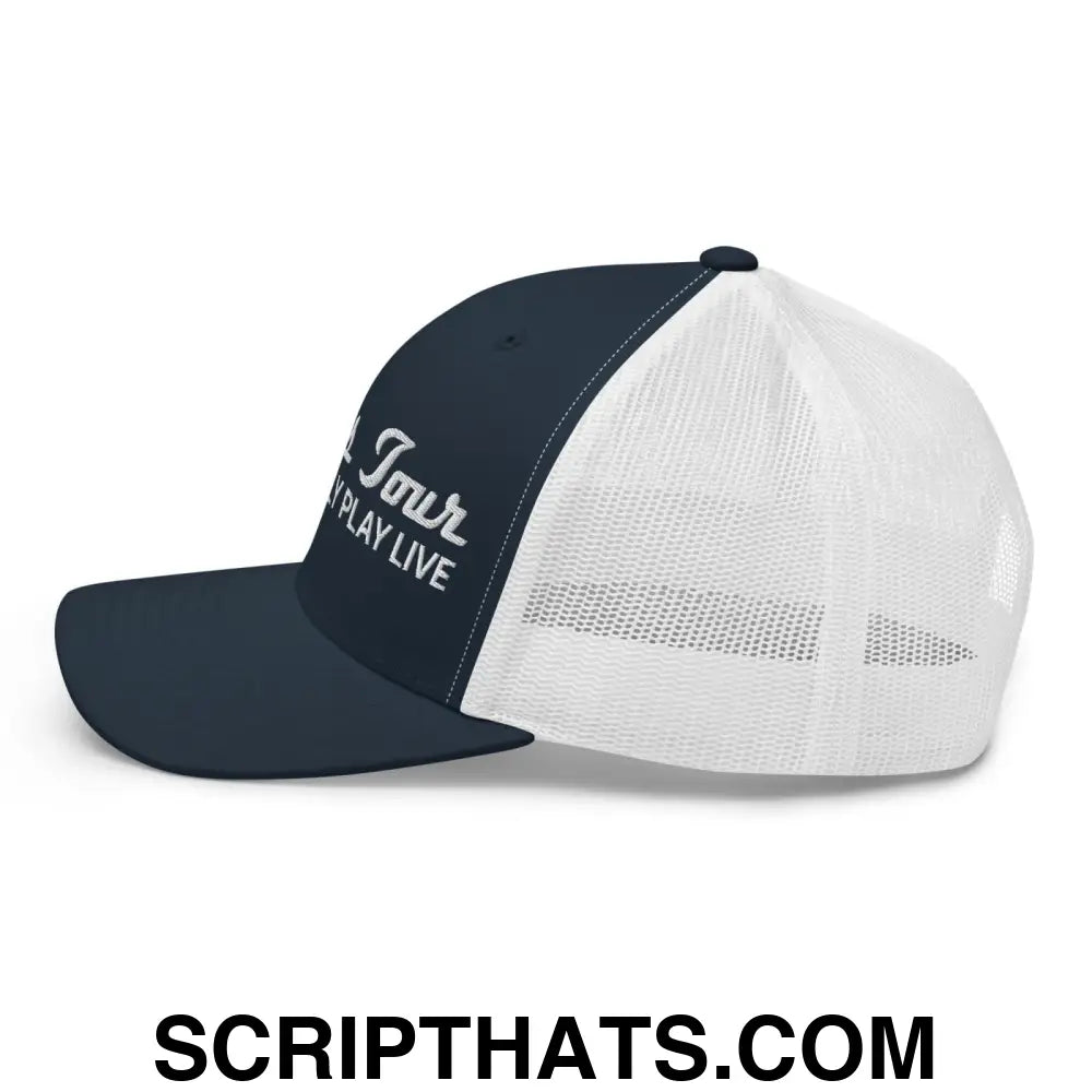 Errors Tour We Actually Play Live Retro Trucker Hat Navy White