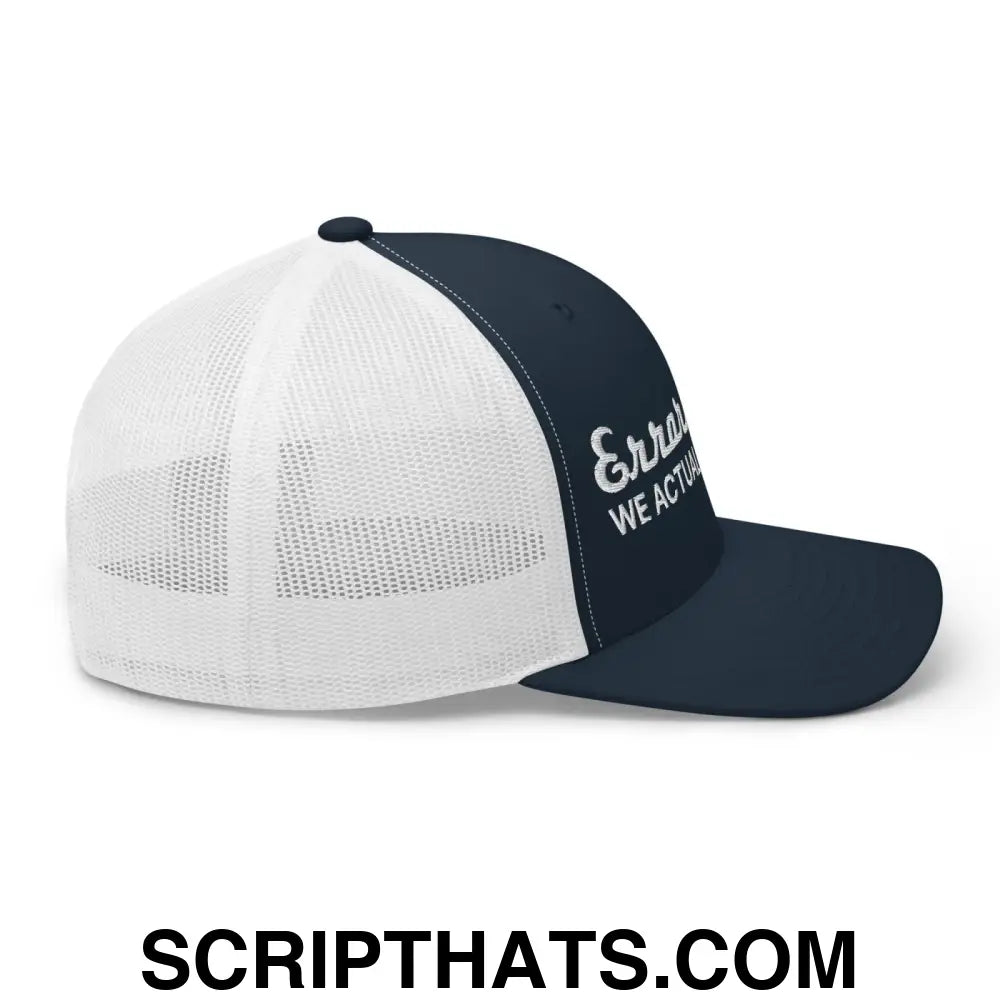 Errors Tour We Actually Play Live Retro Trucker Hat Navy White