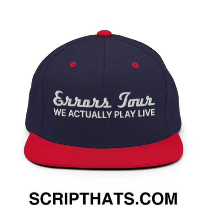 Errors Tour We Actually Play Live Snapback Hat Navy Red