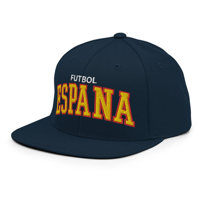 Espana Futbol Soccer Letterman Varsity Block Snapback Hat Dark Navy