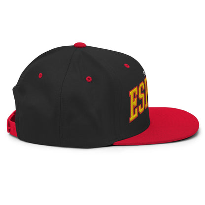 Espana Futbol Soccer Letterman Varsity Block Snapback Hat Black Red