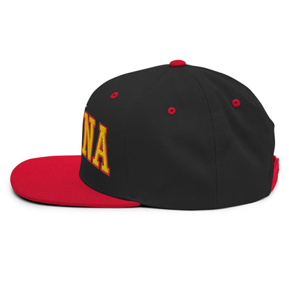 Espana Futbol Soccer Letterman Varsity Block Snapback Hat Black Red