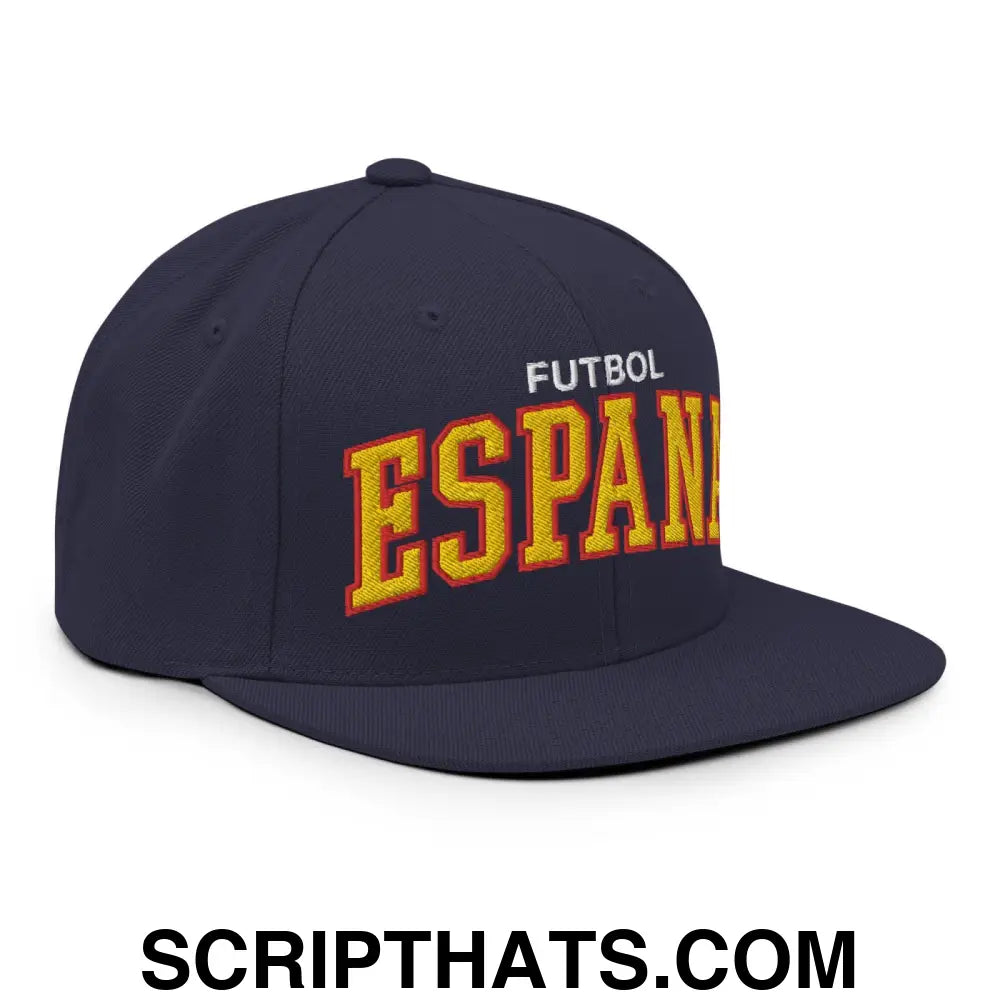 Espana Futbol Soccer Letterman Varsity Block Snapback Hat Navy