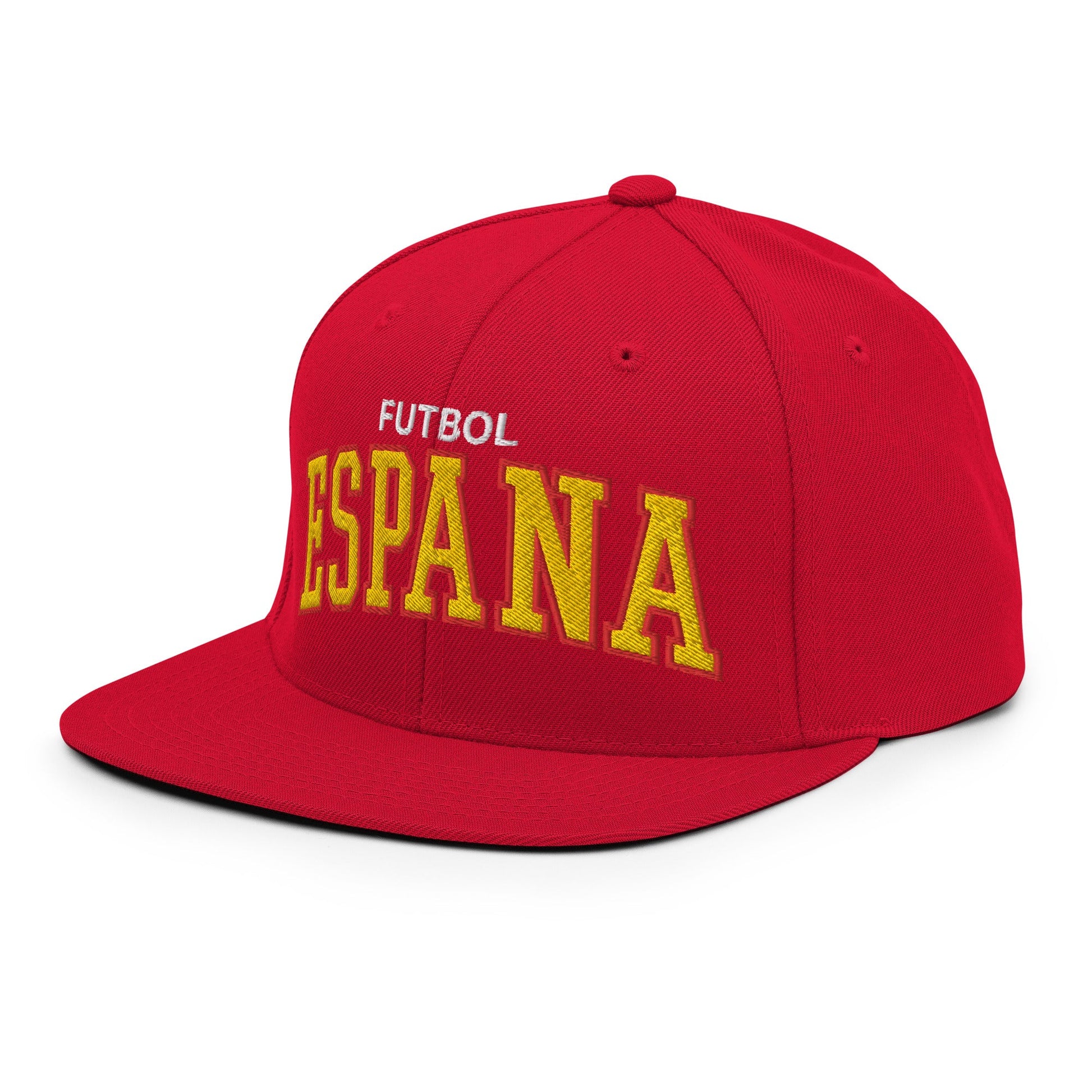 Espana Futbol Soccer Letterman Varsity Block Snapback Hat Red