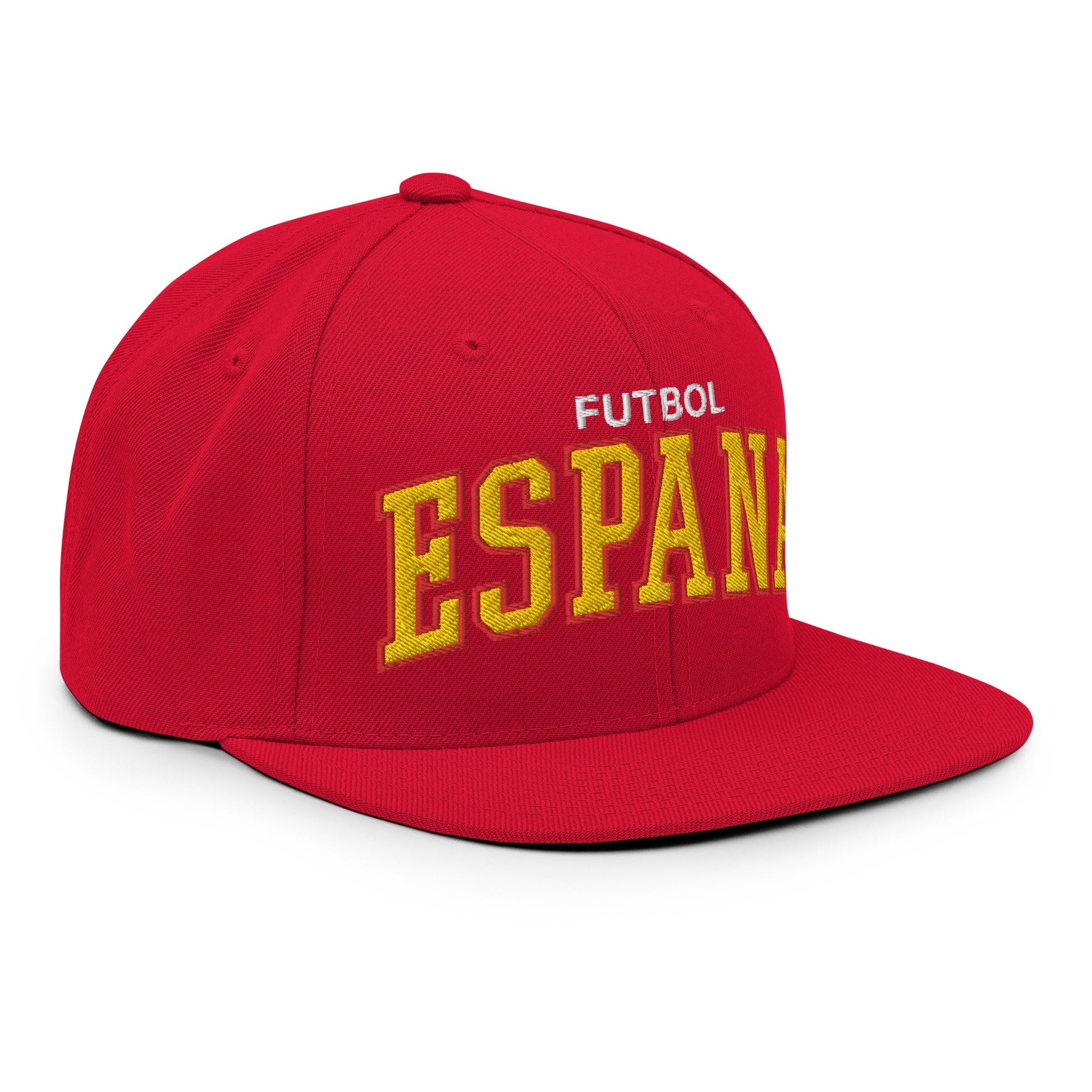 Espana Futbol Soccer Letterman Varsity Block Snapback Hat Red