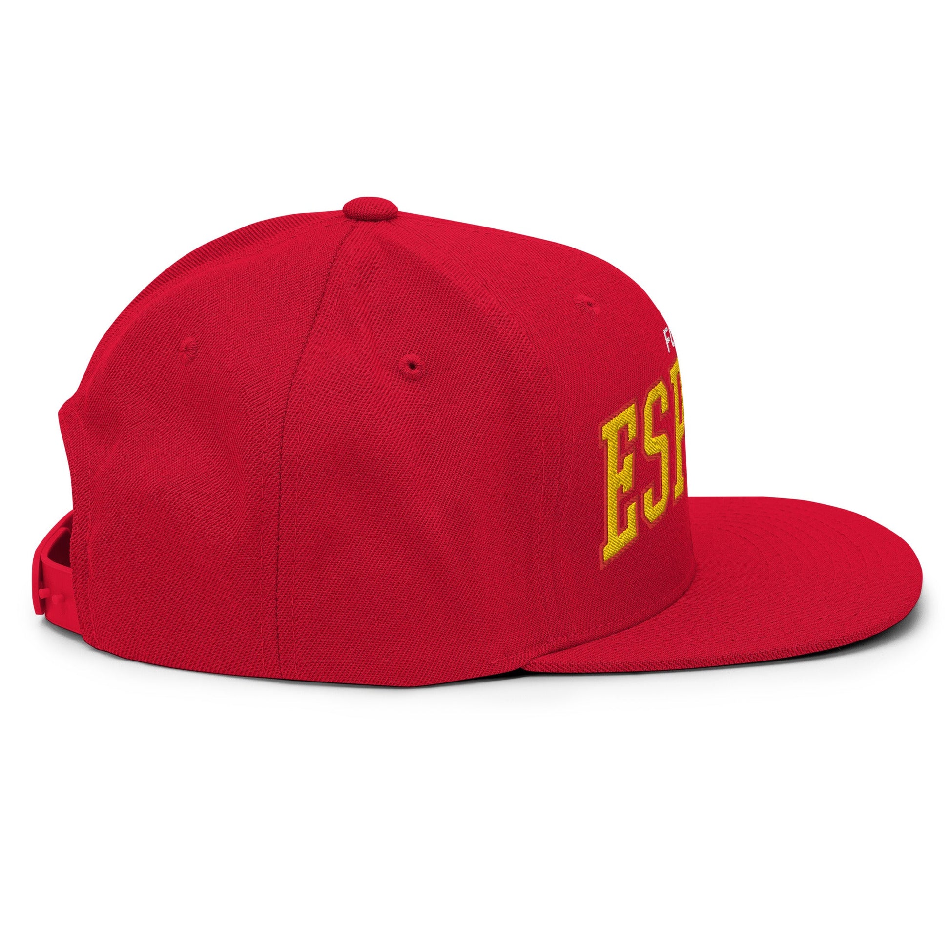 Espana Futbol Soccer Letterman Varsity Block Snapback Hat Red