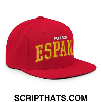 Espana Futbol Soccer Letterman Varsity Block Snapback Hat Red