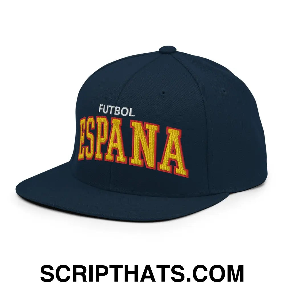 Espana Futbol Soccer Letterman Varsity Block Snapback Hat Dark Navy