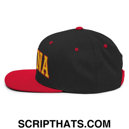 Espana Futbol Soccer Letterman Varsity Block Snapback Hat Black Red