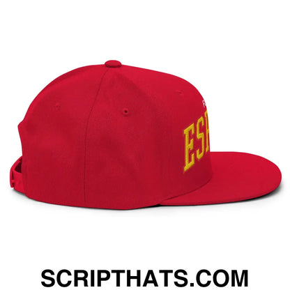 Espana Futbol Soccer Letterman Varsity Block Snapback Hat Red