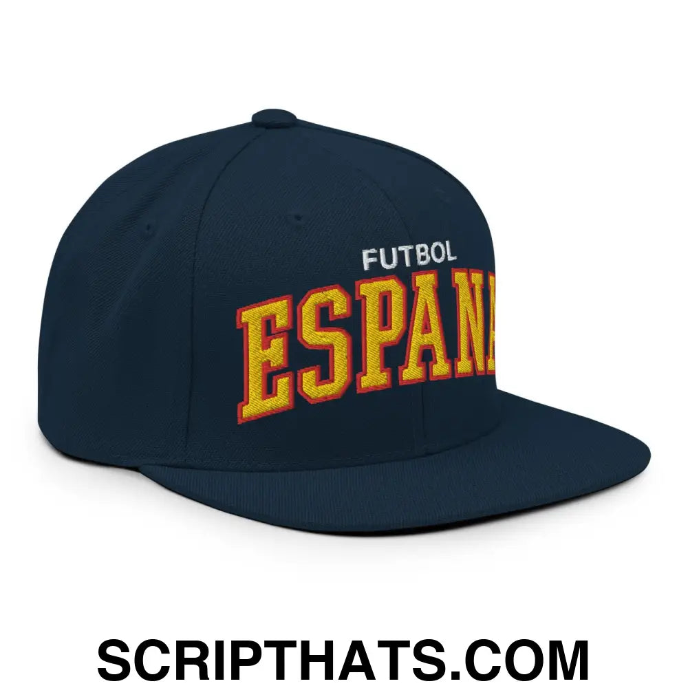 Espana Futbol Soccer Letterman Varsity Block Snapback Hat Dark Navy