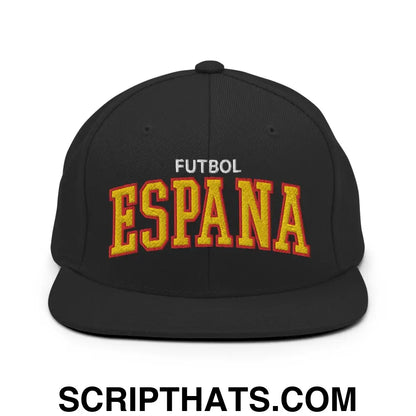 Espana Futbol Soccer Letterman Varsity Block Snapback Hat Black