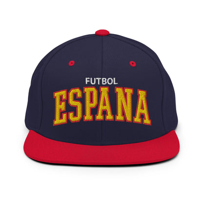 Espana Futbol Soccer Letterman Varsity Block Snapback Hat Navy Red