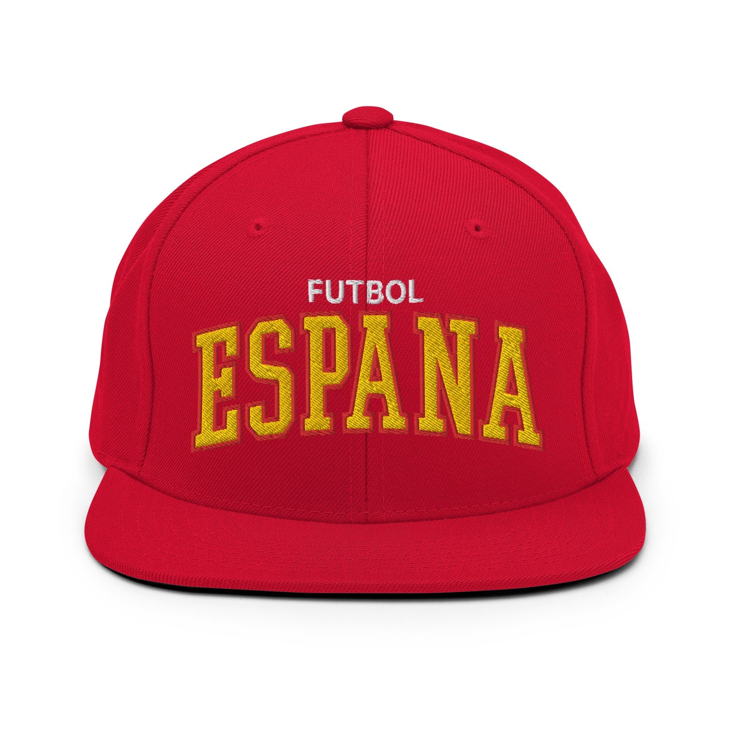 Espana Futbol Soccer Letterman Varsity Block Snapback Hat Red