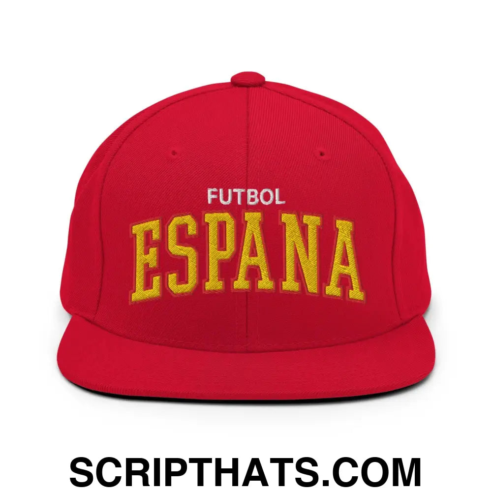 Espana Futbol Soccer Letterman Varsity Block Snapback Hat Red