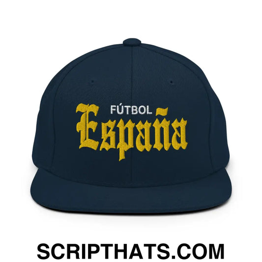 Espana Futbol Soccer OG Old English Snapback Hat Dark Navy