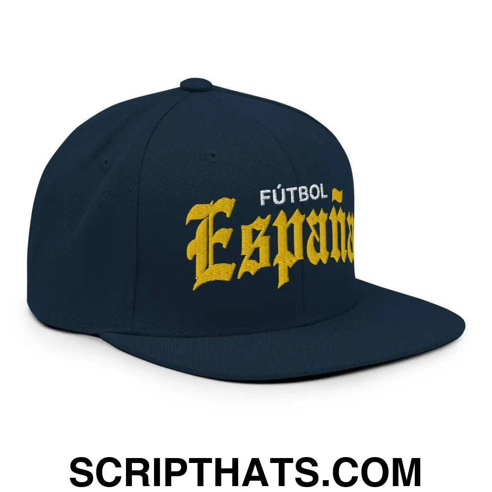 Espana Futbol Soccer Old English OG Snapback Hat Dark Navy