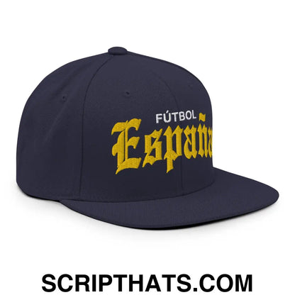 Espana Futbol Soccer Old English OG Snapback Hat Navy