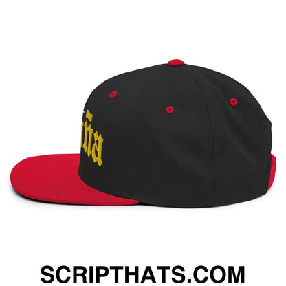 Espana Futbol Soccer Old English OG Snapback Hat Black Red