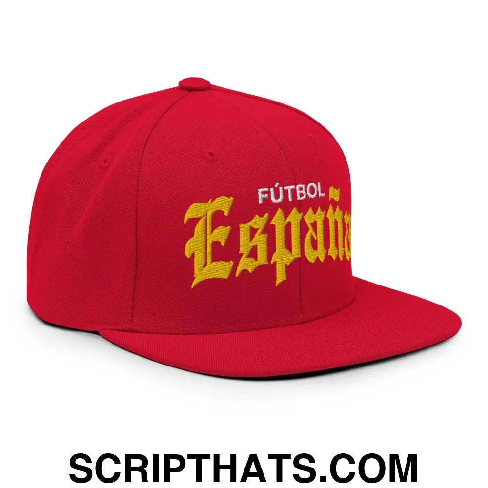 Espana Futbol Soccer Old English OG Snapback Hat Red