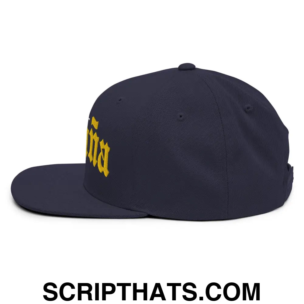 Espana Futbol Soccer Old English OG Snapback Hat Navy