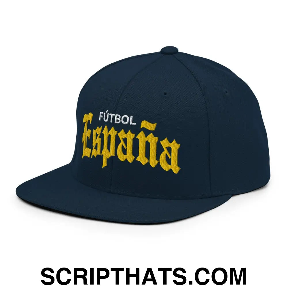 Espana Futbol Soccer Old English OG Snapback Hat Dark Navy