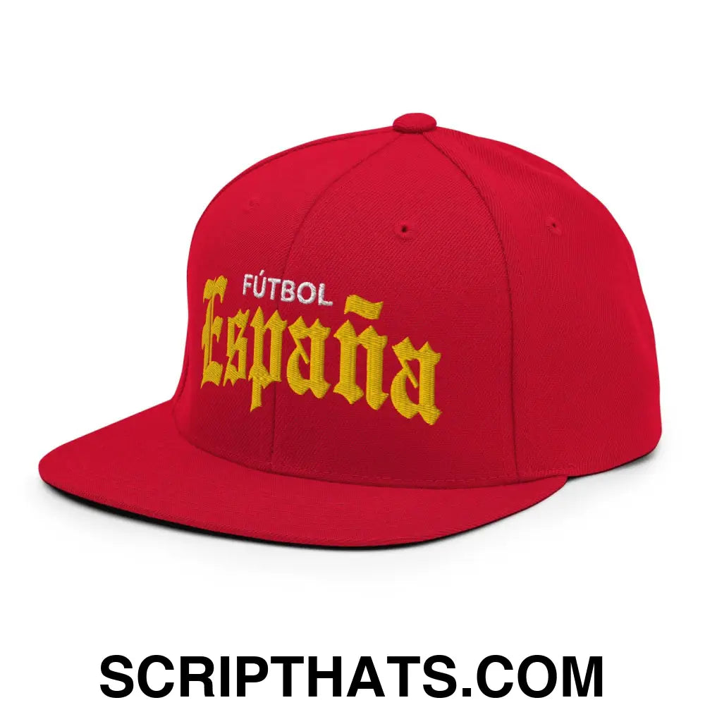 Espana Futbol Soccer Old English OG Snapback Hat Red