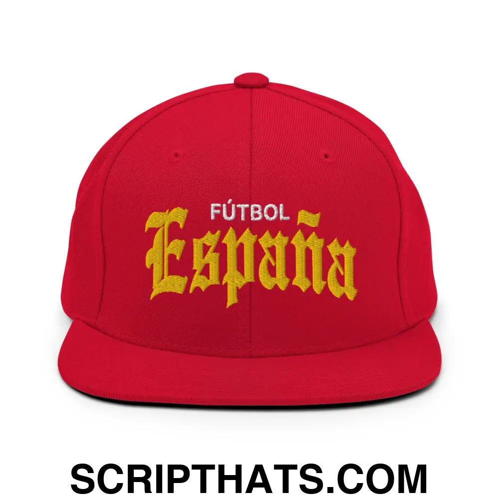 Espana Futbol Soccer Old English OG Snapback Hat Red