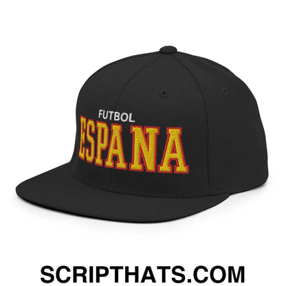 Espana Futbol Soccer Varsity Letterman Block Snapback Hat Black