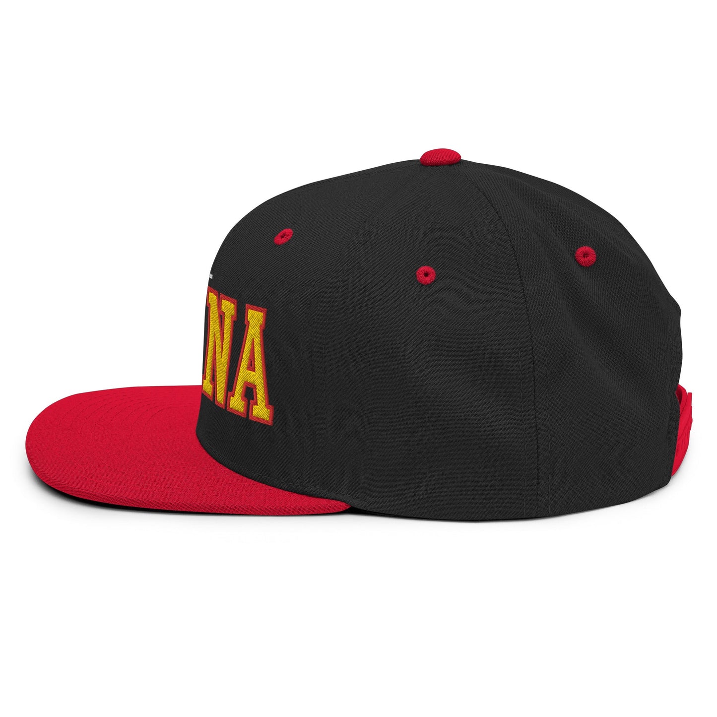 Espana Futbol Soccer Varsity Letterman Block Snapback Hat Black Red