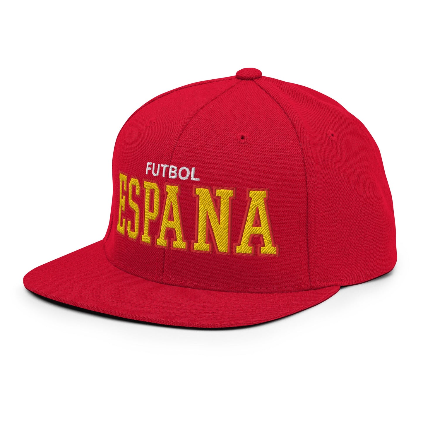 Espana Futbol Soccer Varsity Letterman Block Snapback Hat Red